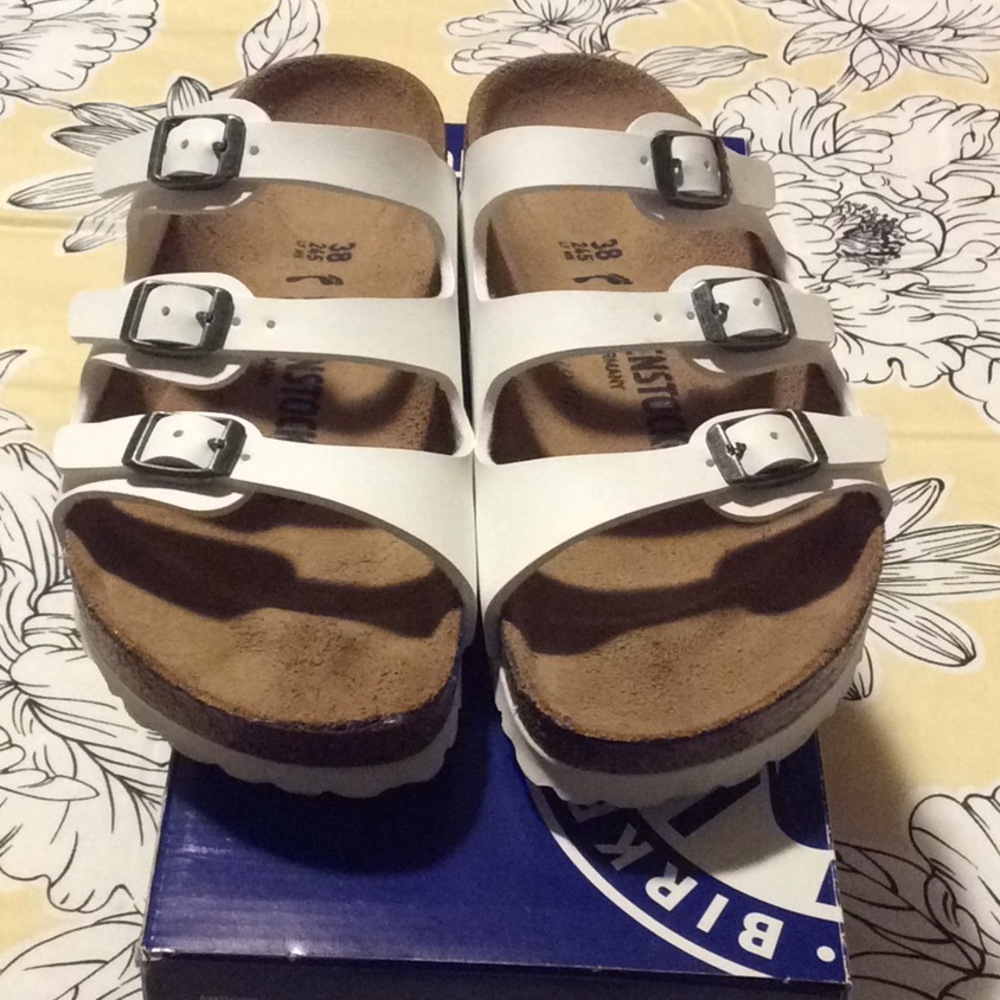 White Birkenstock Florida sandal size 38